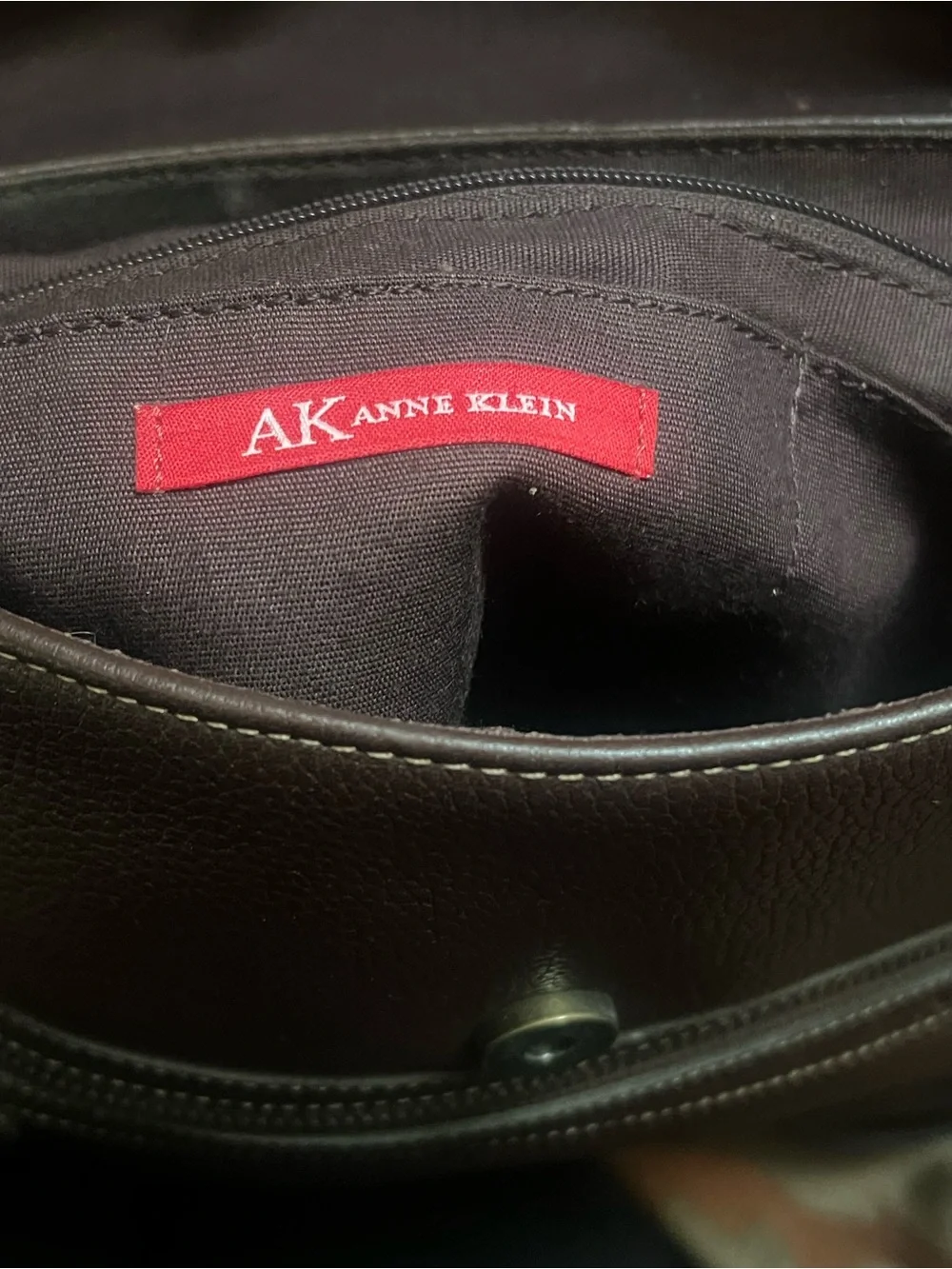 ANNE KLEIN Brown Pebbled Leather Back Pack.